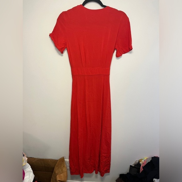 & Other Stories Red Midi Wrap Dress Sz 4 - Picture 3 of 12